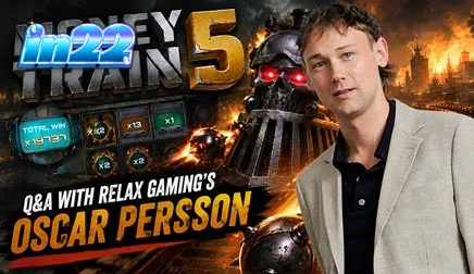 Tampilan visual kereta dan karakter dalam permainan slot Money Train 5
